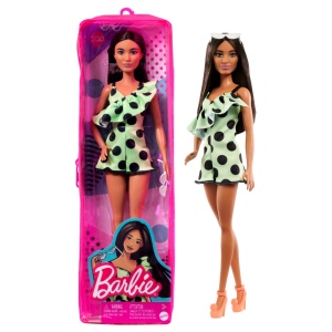 Papusa Barbie Fashionista Bruneta Cu Salopeta Verde - Img 9