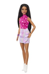 Papusa Barbie Fashionista Bruneta Cu Top Cu Stelute - Img 2