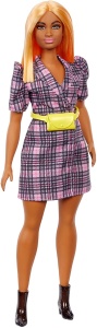 Papusa Barbie Fashionista Cu Rochie Tip Blazer Roz In Carouri - Img 2