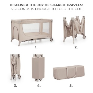 Patut Travel Kinderkraft Joy2, Fara Accesorii, Beige - Img 3