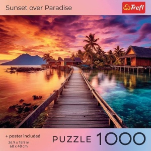 Puzzle Trefl 1000 Colectia Sua Apus De Soare Peste Paradis Poster Inclus - Img 3