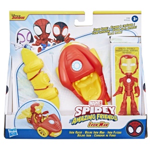 Spidey Prietenii Extraordinari Set Masinuta Si Figurina Si Accesoriu Iron Man - Img 1
