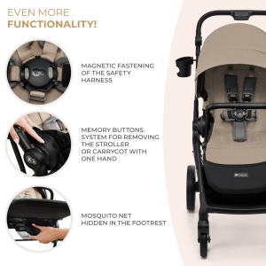 Carucior Kinderkraft Yoxi 3In1 (Mink Pro) Bej Nisip - Img 7