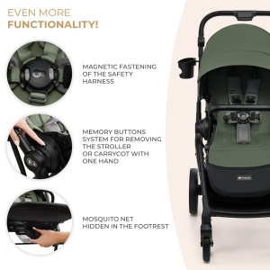 Carucior Kinderkraft Yoxi 3In1 (Mink Pro) Mistic Green - Img 12