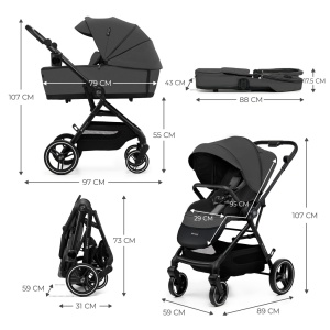 Carucior Kinderkraft Yoxi 3In1 (Mink Pro) Moon Grey - Img 5
