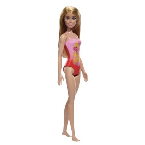 Papusa Barbie Blonda Cu Costum De Baie Roz La Piscina - Img 3