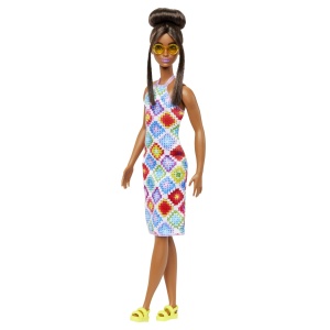 Papusa Barbie Fashionista Satena Cu Ochelari De Soare Galbeni - Img 5