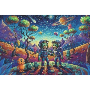 Puzzle Trefl 100 Familia Treflik Inspirat De Arta Fantezii Cosmice - Img 2
