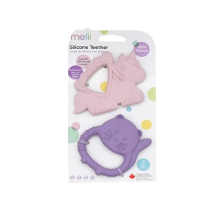 Set 2 Jucarii Dentitie Silicon Melii Model Unicorn+Pisica