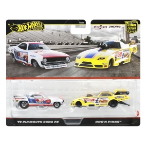Hot Wheels Premium Set 2 Masinute Metalice Plymouth Cuda Fc 72 Si Robn Pinks Scara 1 La 64