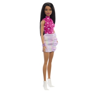Papusa Barbie Fashionista Bruneta Cu Top Cu Stelute - Img 6