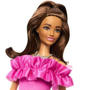 Papusa Barbie Fashionista Satena Cu Rochie Roz - Img 5
