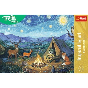 Puzzle Trefl 100 Familia Treflik Inspirat De Arta Langa Focul De Tabara - Img 3