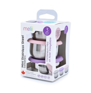 Set 3 Recipiente Mini Inox Cu Capac Silicon, Melii, Roz Mov Gri - Img 4
