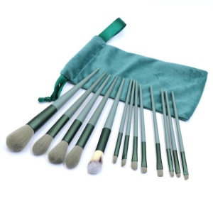 13-teiliges professionelles Make-up Pinselset mit Samtbeutel – Grün