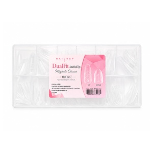 NAILSUP Dual Fit Sandwich Tips – Klassische Mandel Dual Forms, Wiederverwendbar, 180 Stück