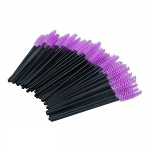 Set mit 50 Einwegbürsten für Wimpern und Augenbrauen, Violett