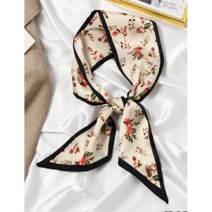 Esarfa Ingusta din Satin pentru Coafarea Parului Model Crem Floral