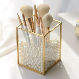 Make-up Pinselhalter mit Perlen – Gold