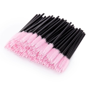 Set mit 50 Einwegbürsten für Wimpern und Augenbrauen, Rosa