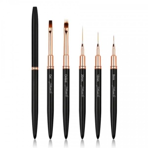 Exklusives Set mit 5 Premium-Stiftpinseln für Nageldesign – NailsUp Black Edition