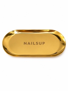 Metalltablett NAILSUP für Maniküre-Instrumente – Goldfarben