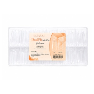 NAILSUP Dual Fit Sandwich Tips – Ballerina (Coffin) Dual Forms, 180 Stück, Wiederverwendbar