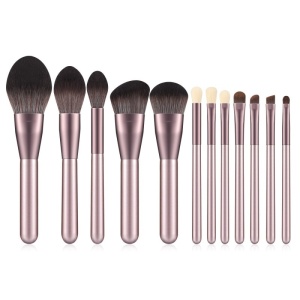 Set mit 12 professionellen Make-up-Pinseln, Rose - B003