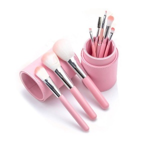 Set mit 8 professionellen Make-up-Pinseln und rosa Aufbewahrungsbox
