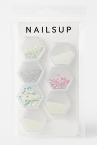 Set 6 Nail Art NailsUp Glitter & Flake