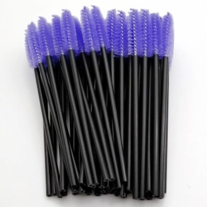 Set mit 50 Einwegbürsten für Wimpern und Augenbrauen, Lila