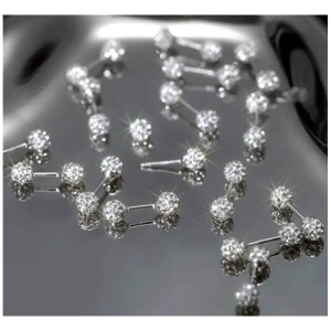 Cercei Argintii Model Bila cu Pietre Piercing 4mm - Img 4