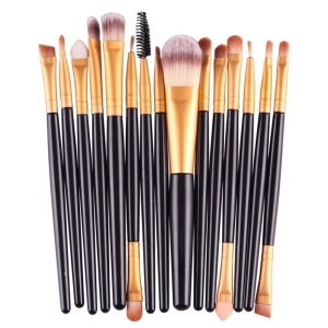 Set mit 15 professionellen Make-up-Pinseln, Schwarz-Gold AS05