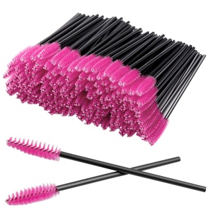 Set mit 50 Einwegbürsten für Wimpern und Augenbrauen, Fuchsia