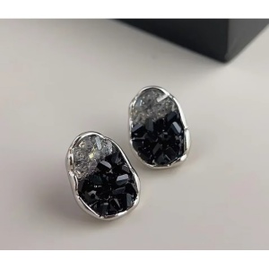 Cercei Cristal Negru/Argintiu