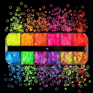 Fluoreszierende Nagelpailletten, Set à 12 Stk