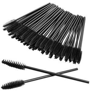 Set mit 50 Einwegbürsten für Wimpern und Augenbrauen, Schwarz