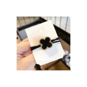 Elastic Negru de Par cu Accesoriu Trifoi Negru
