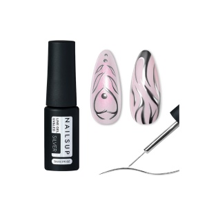 NAILSUP Liner Metallic Silver Gel 5 g – Professionelles Nail Art Gel für feine Linien & Metallic Designs