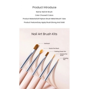 Set mit 5 Nail Art Pinseln für Maniküre – Nailsup in Pink - Img 3