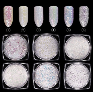 SET MIT 6 WEISSEN NAIL ART GLITZERN – GSP97