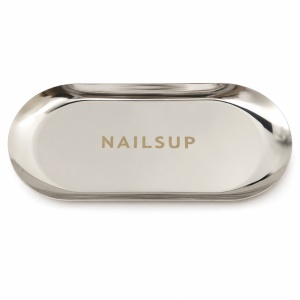 Metalltablett NAILSUP für Maniküre-Instrumente – Silberfarben