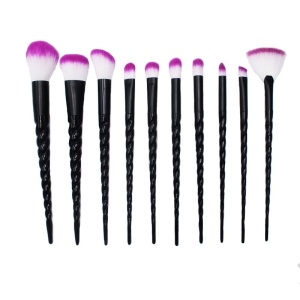 Set mit 10 schwarzen Einhorn-Make-up-Pinseln - C03