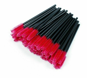 Set mit 50 Einwegbürsten für Wimpern und Augenbrauen, Rot