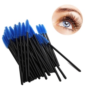 Set mit 50 Einwegbürsten für Wimpern und Augenbrauen, Blau