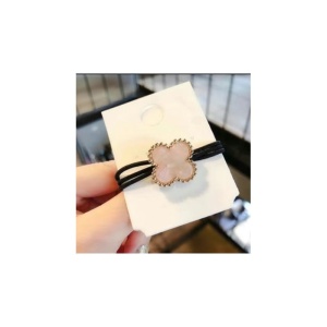 Elastic Negru de Par cu Accesoriu Trifoi Rose