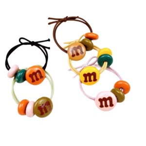 Elastic pentru Par cu Accesorii Multicolor Crem
