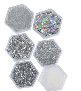 Set 6 Nail Art NailsUp – Glitter & Foil Mix Metalic