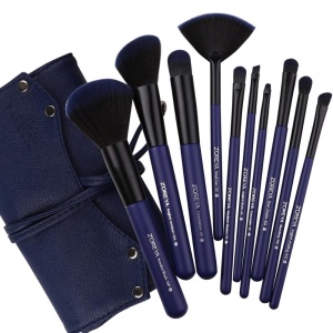 Set mit 10 Make-up-Pinseln mit professionellem Etui, Zoreya, Blau