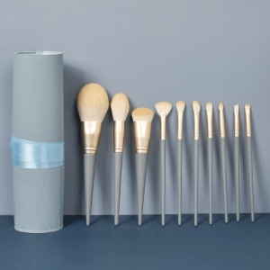 Set mit 10 professionellen Make-up-Pinseln mit blauem Etui - MAK10